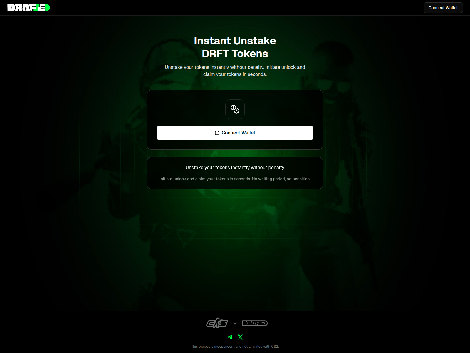 Screenshot of unstake.drafted.fun