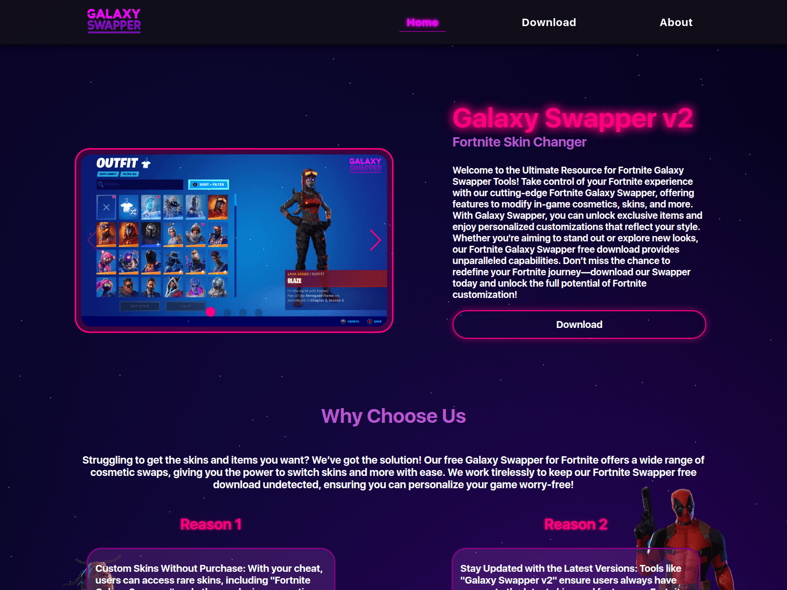 Forensic screenshot of fortnitegalaxyswapper.com