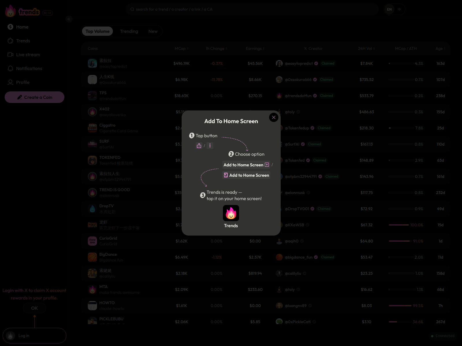 Forensic screenshot of trends.fun
