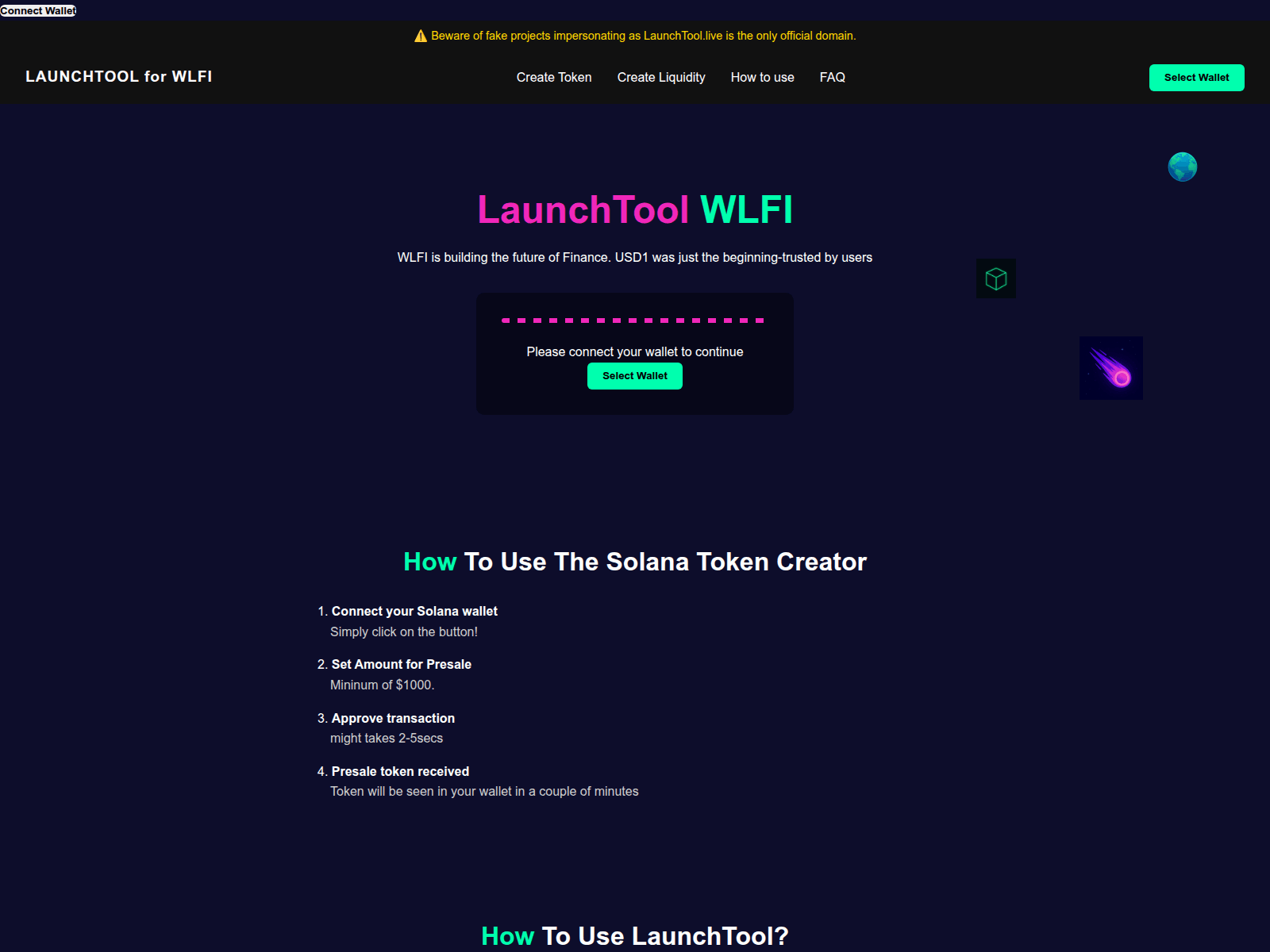 Forensic screenshot of www.launchtool.live