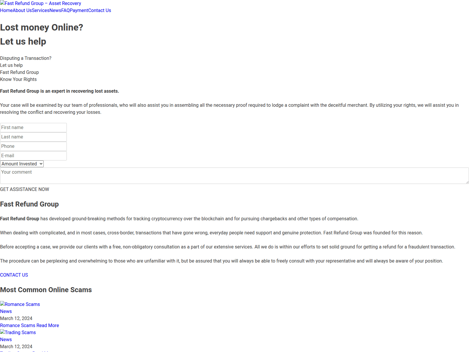 Forensic screenshot of fastrefundgroup.com