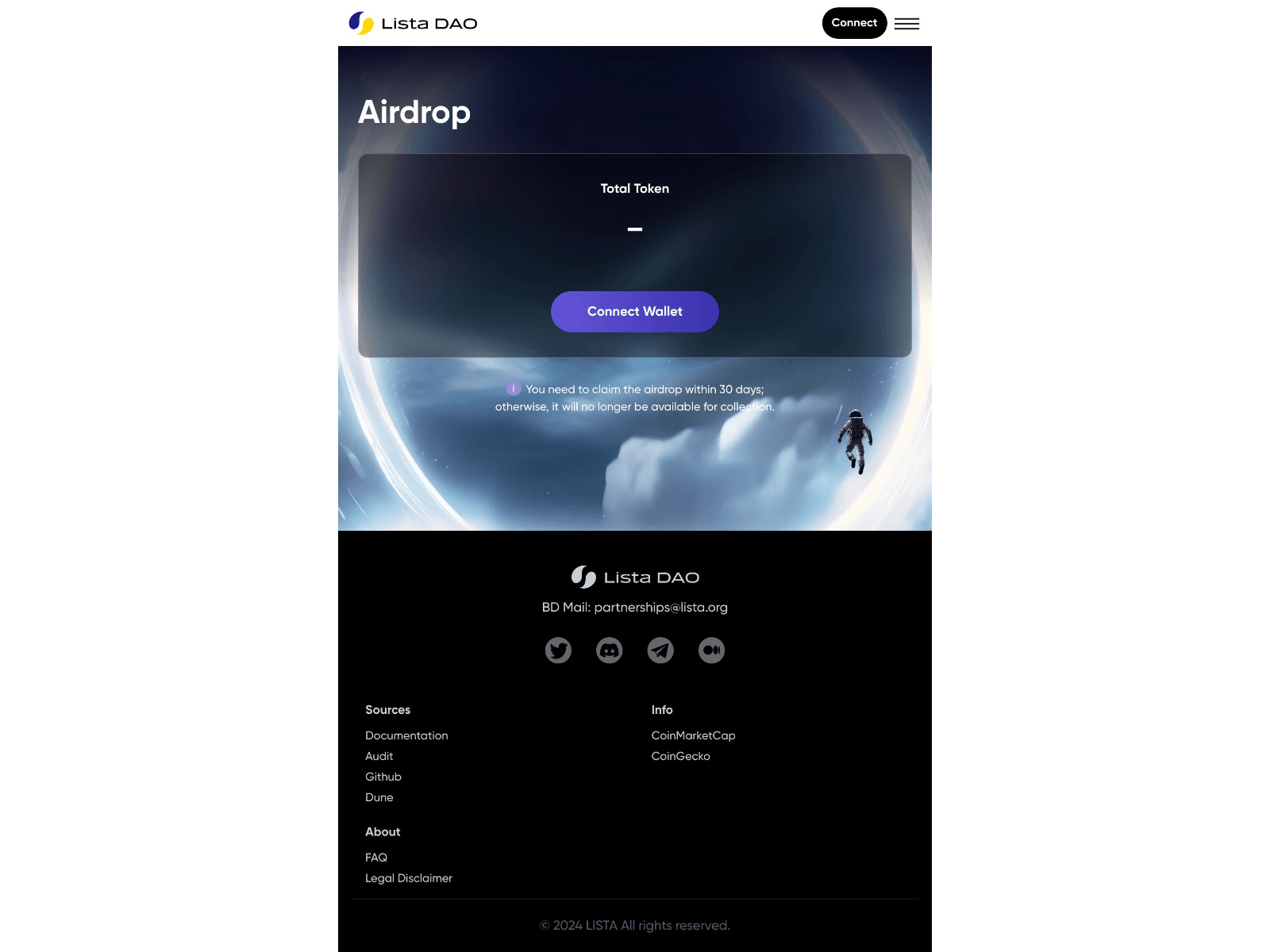 Forensic screenshot of lista-dao-airdrop.pages.dev