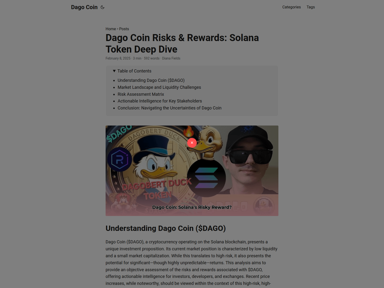 Forensic screenshot of dago-coin.pages.dev