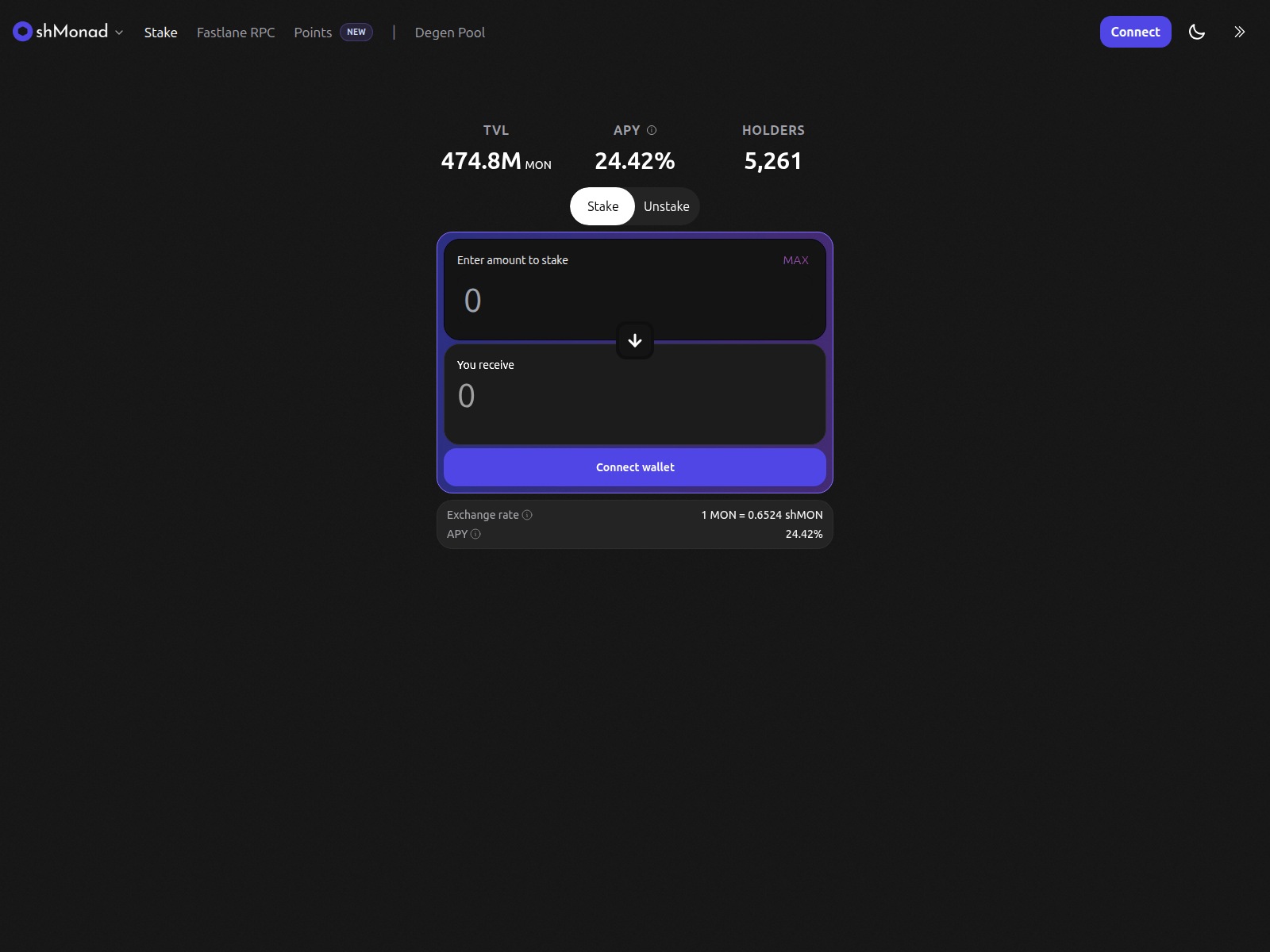 Forensic screenshot of shmonad-frontend-dapp.pages.dev