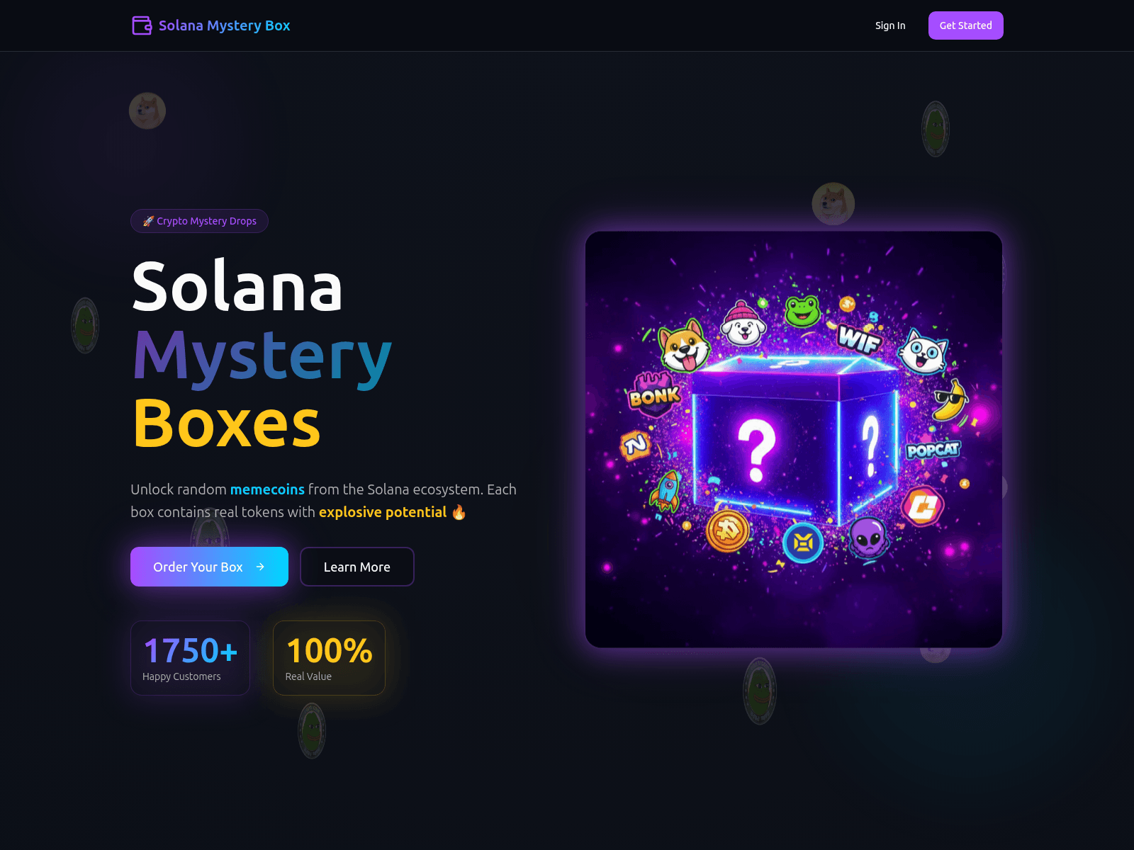 Forensic screenshot of www.solanamysterybox.com