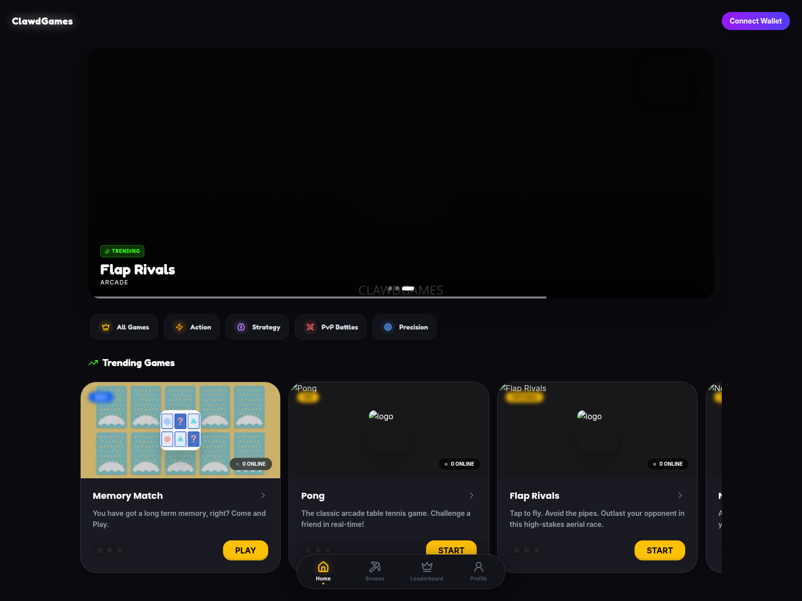 Forensic screenshot of clawdgames.fun