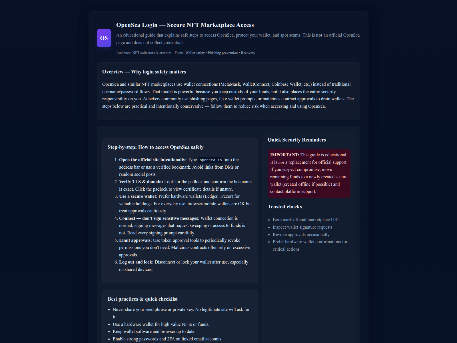 Знімок екрана opensea-login-us.vercel.app