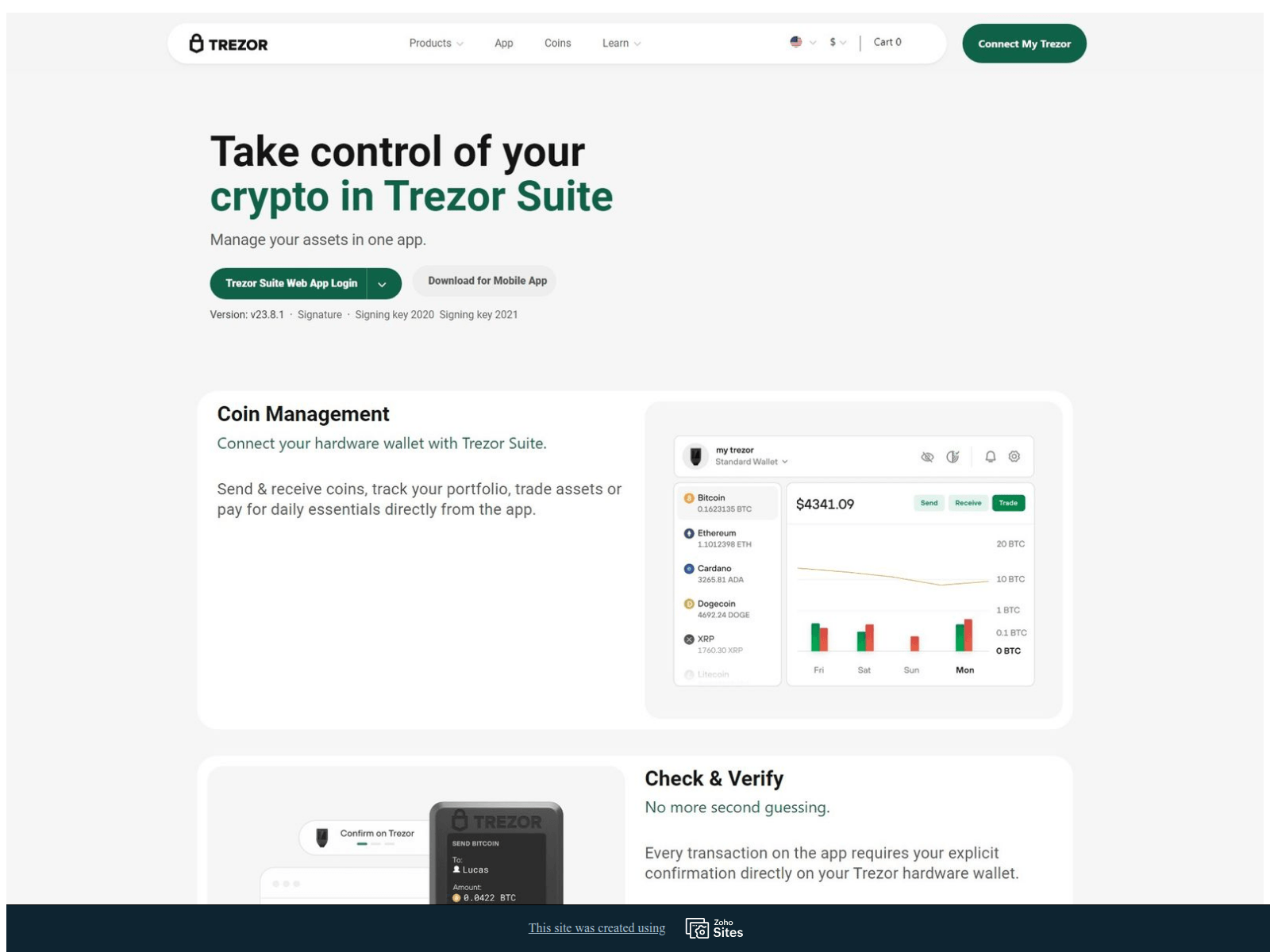 Forensic screenshot of lear-trezorsuite.vercel.app