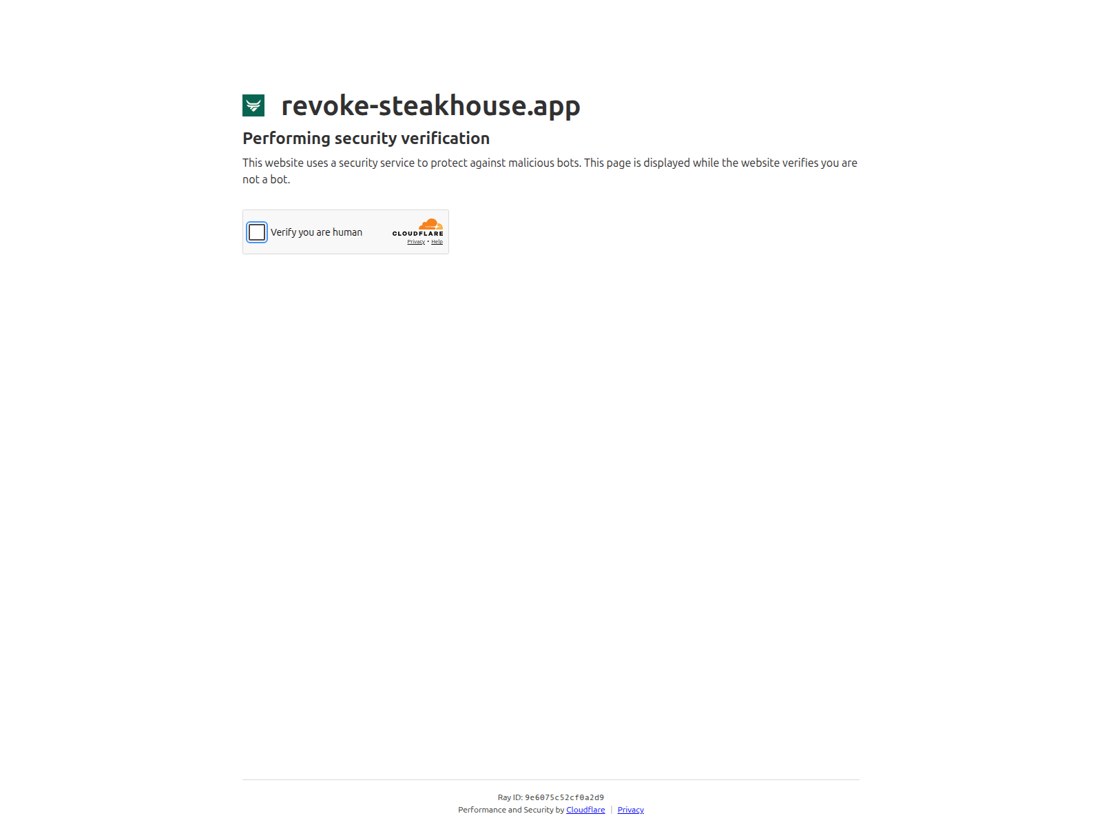 Forensic screenshot of revoke-steakhouse.app
