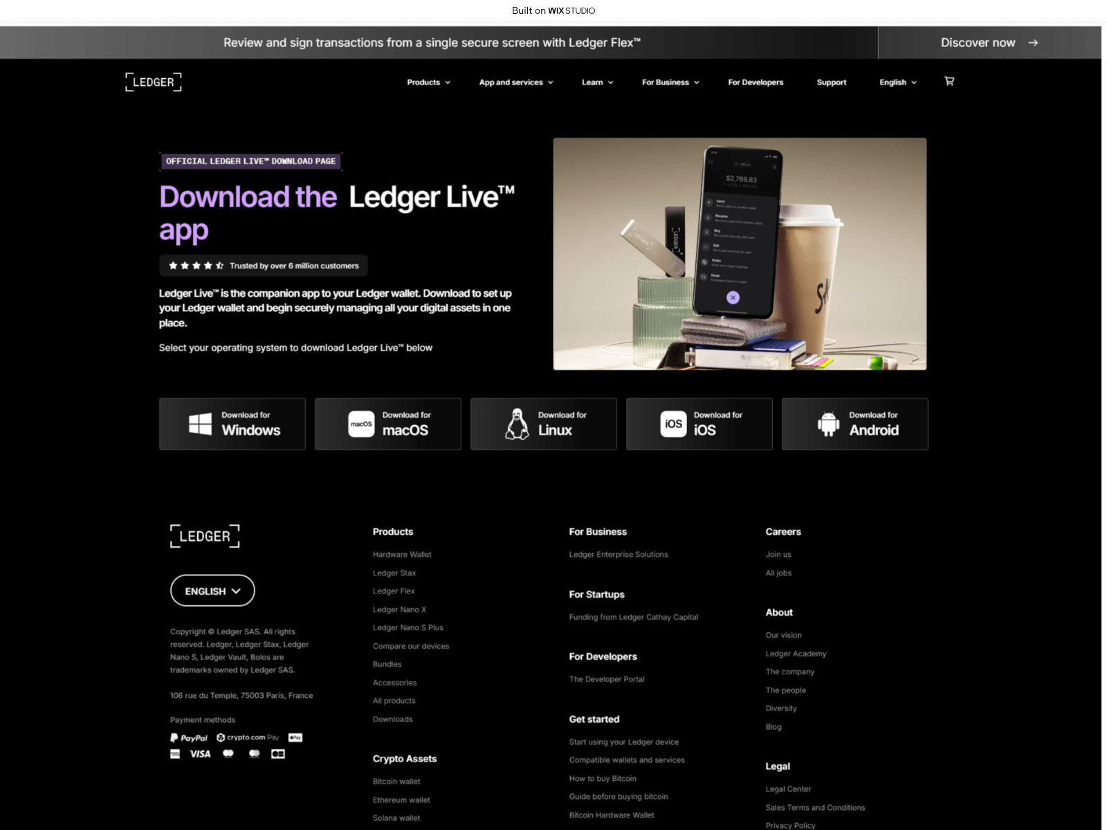 Forensic screenshot of startlivedesktop.wixstudio.com