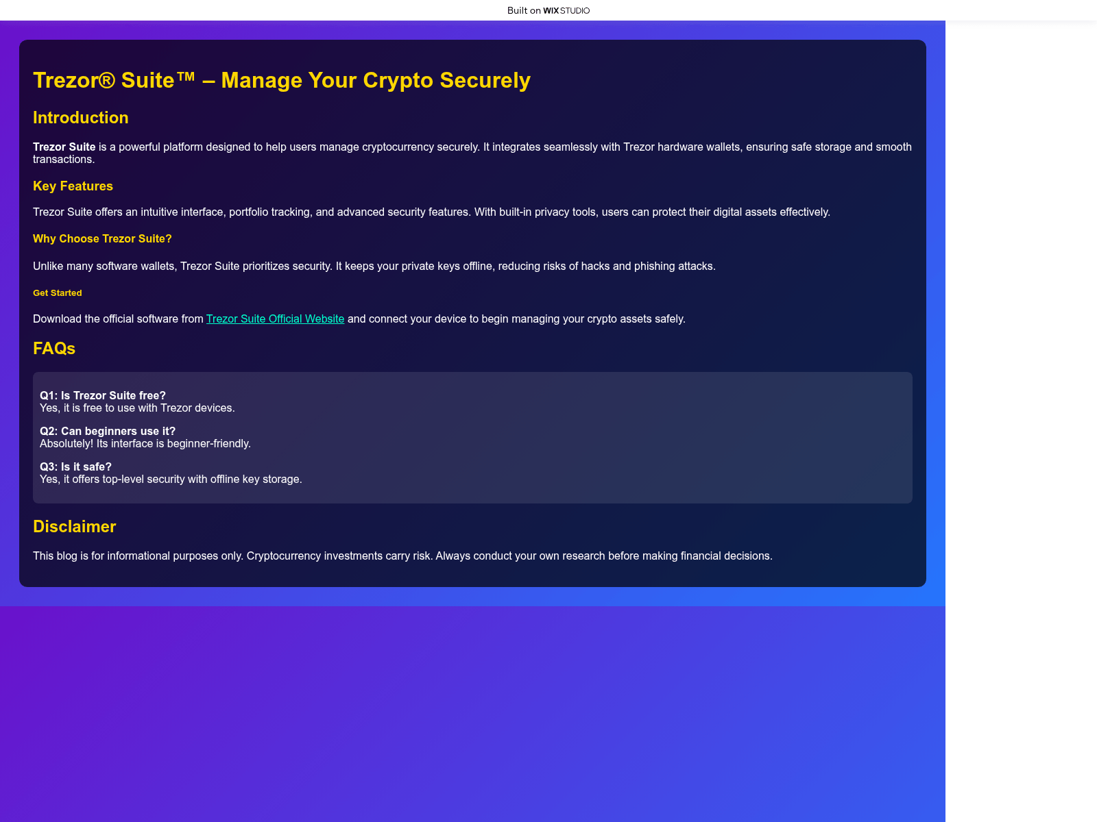Forensic screenshot of trez-suitsapp.wixstudio.com