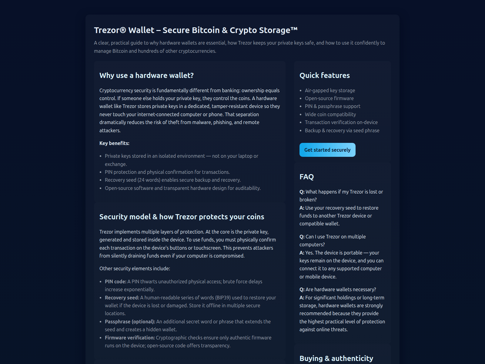 Forensic screenshot of trezr-walet-faq.pages.dev