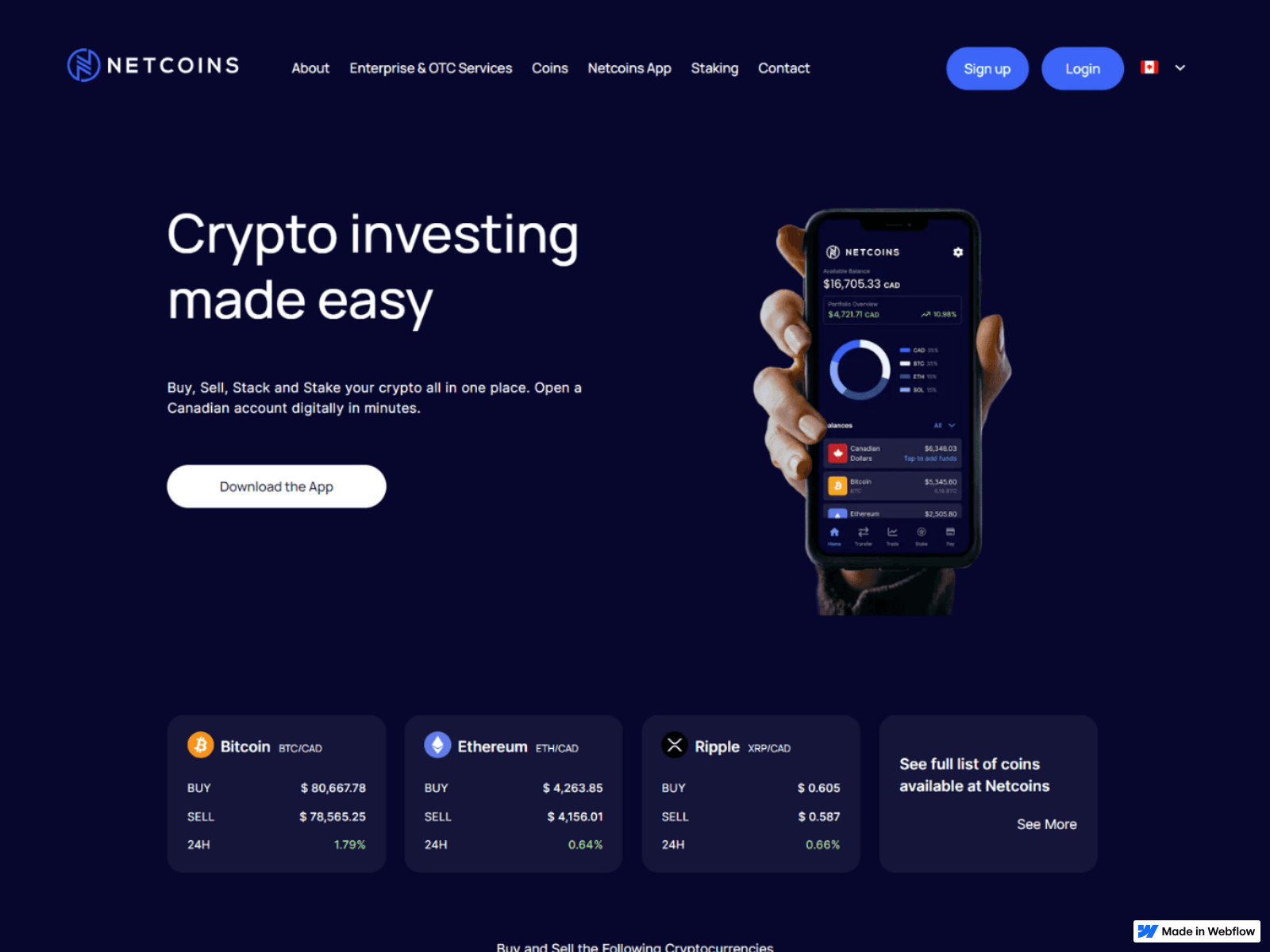 Forensic screenshot of netcoins-login-sso-ca-eng.webflow.io
