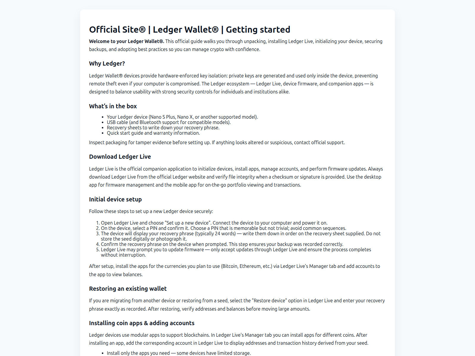 Screenshot of strt-ldgr-wlt.pages.dev