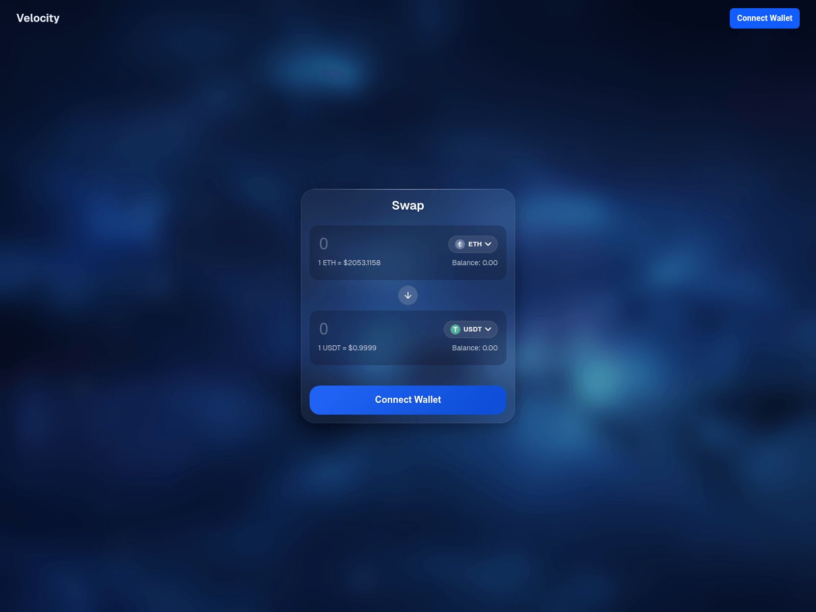 Screenshot von swapvelocity.io