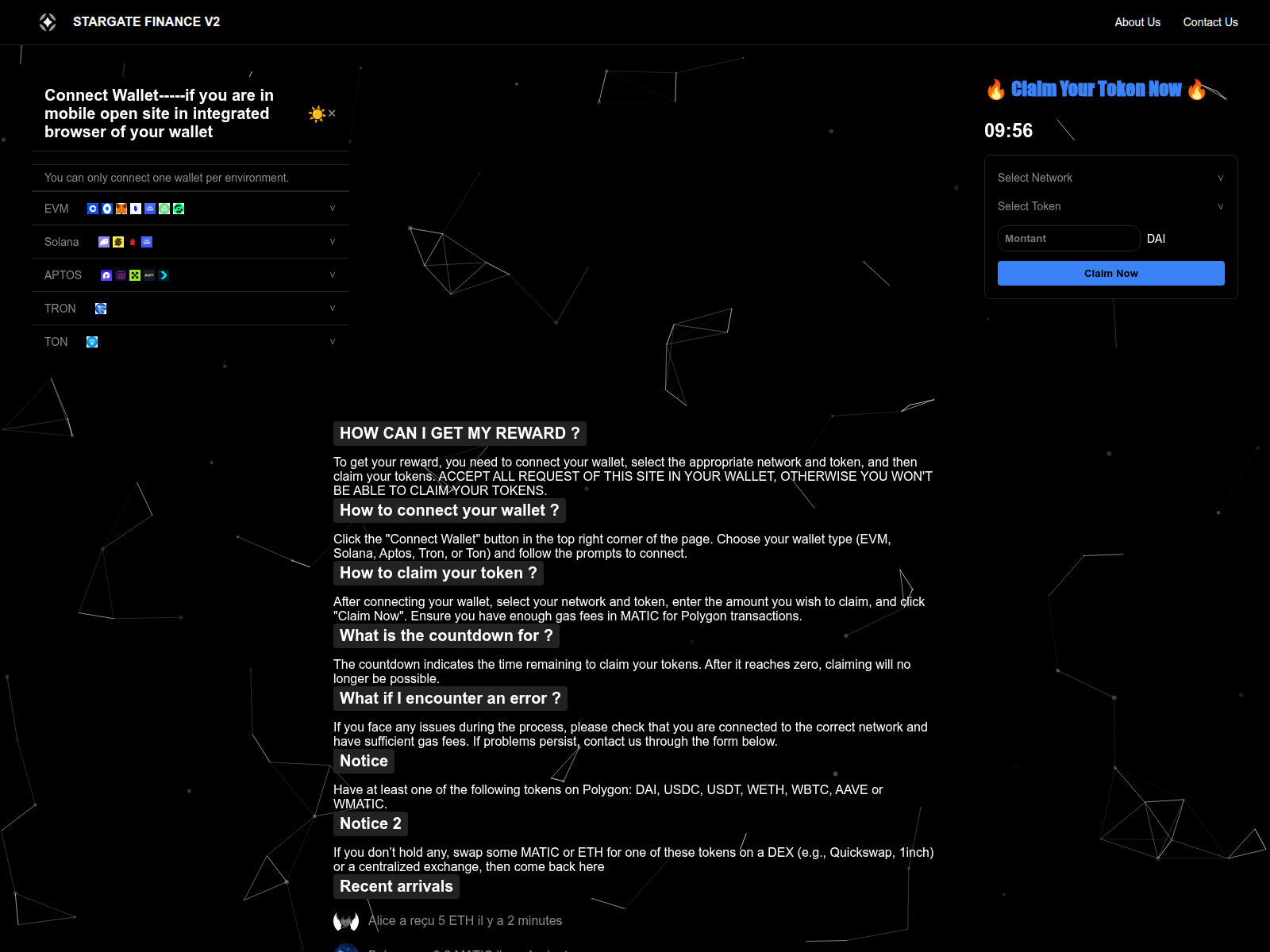 Forensic screenshot of stargate-finance-project.xyz
