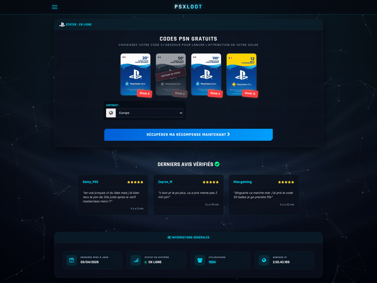 Forensic screenshot of psxloot.net