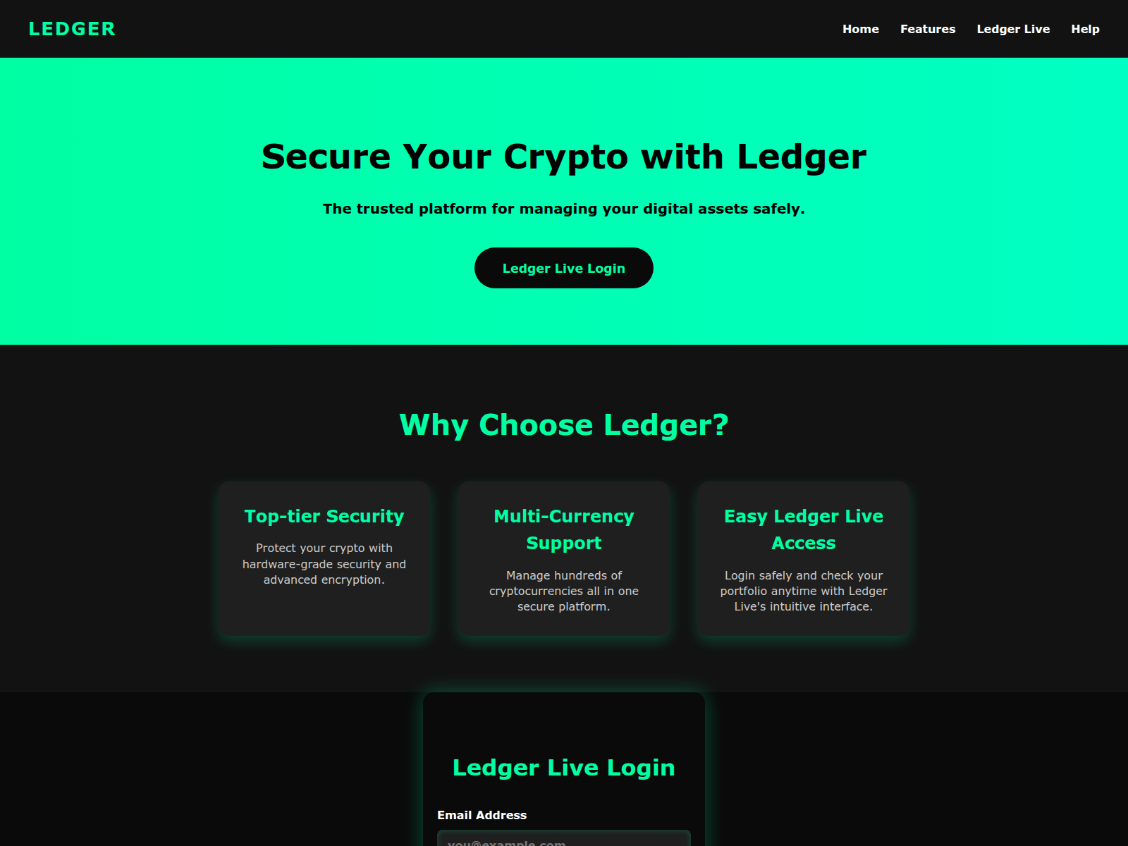 Forensic screenshot of login-ledgerlive-sso.pages.dev