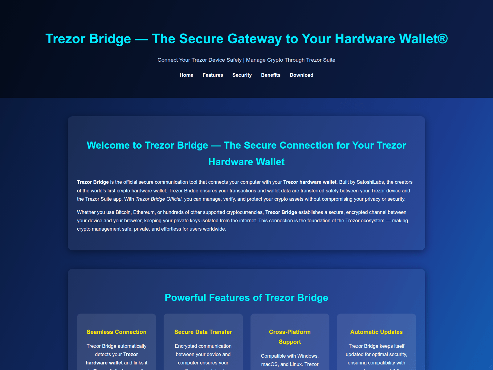 Forensic screenshot of bridge-trezzar-c57.pages.dev