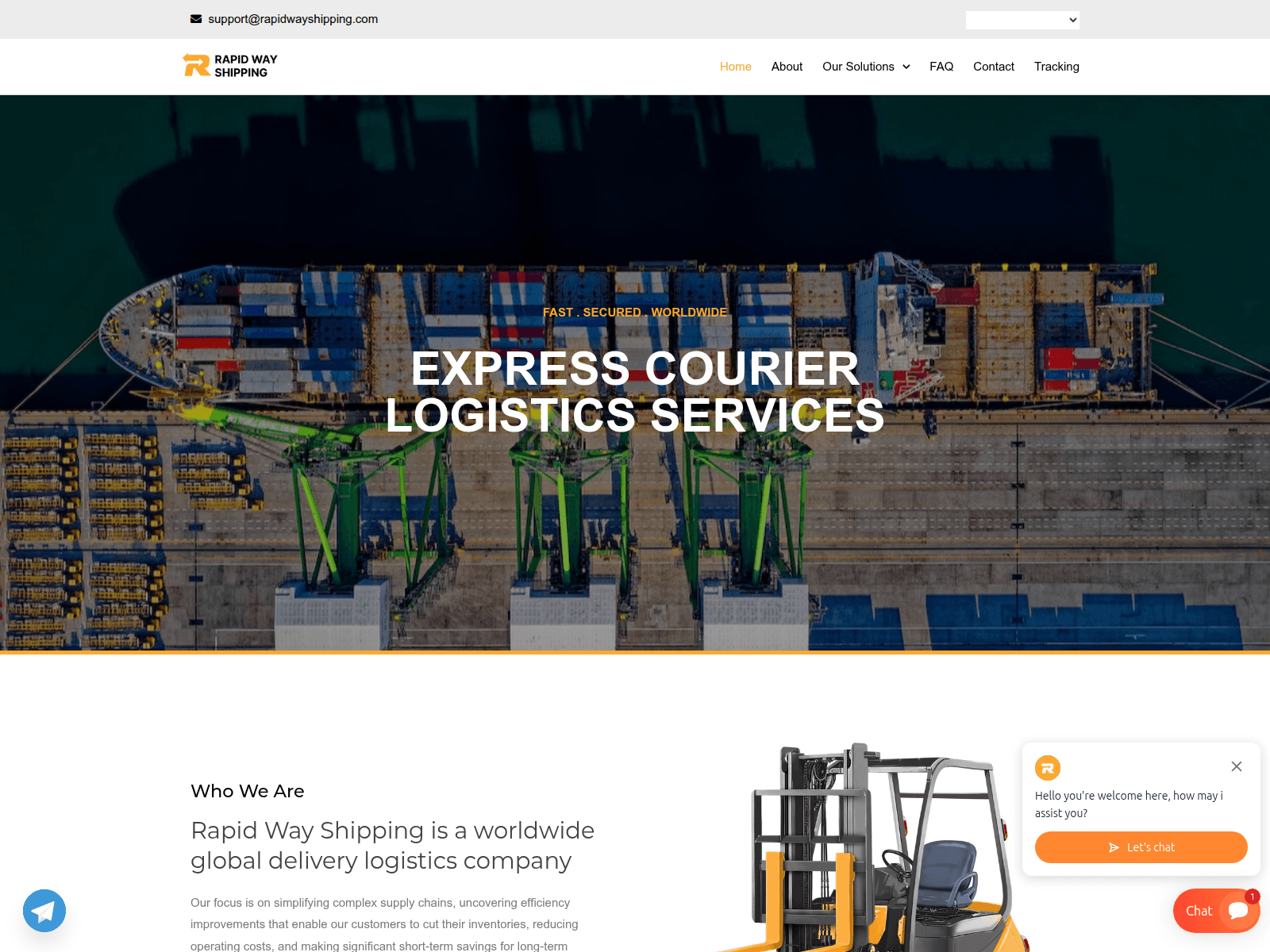 Captura de pantalla de rapidwayshipping.com
