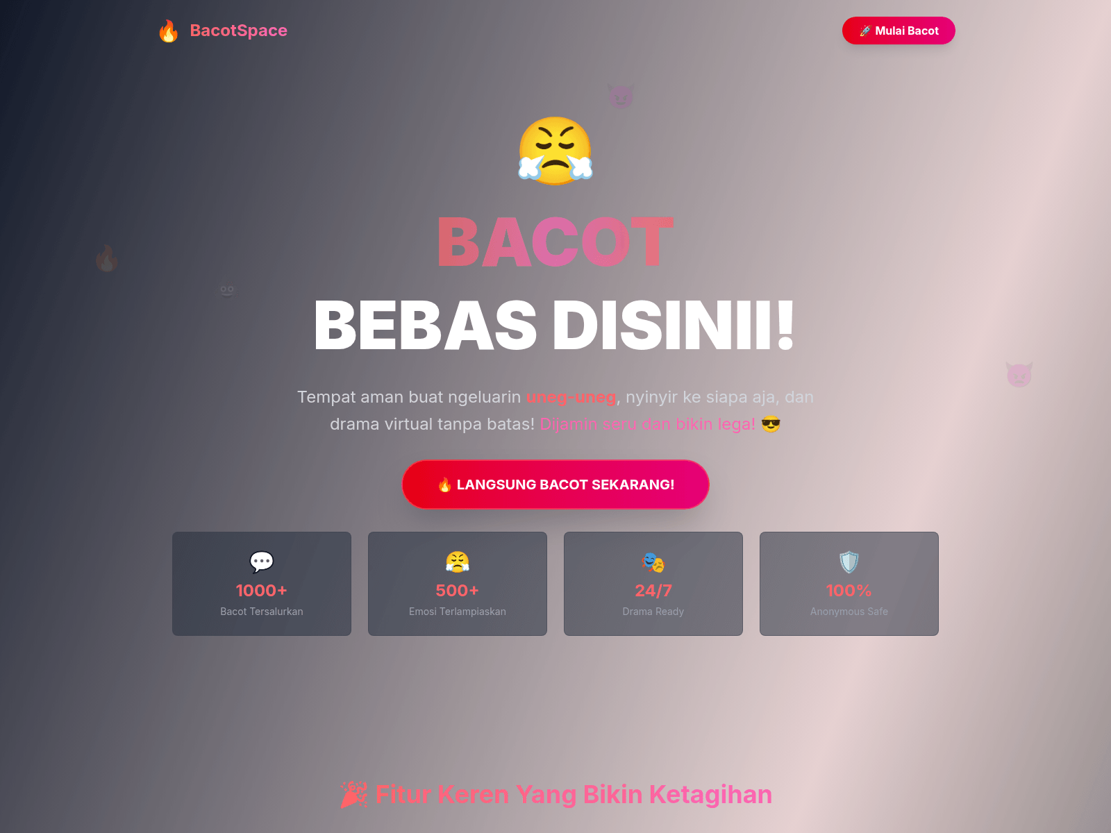 Forensic screenshot of bacotspace.netlify.app