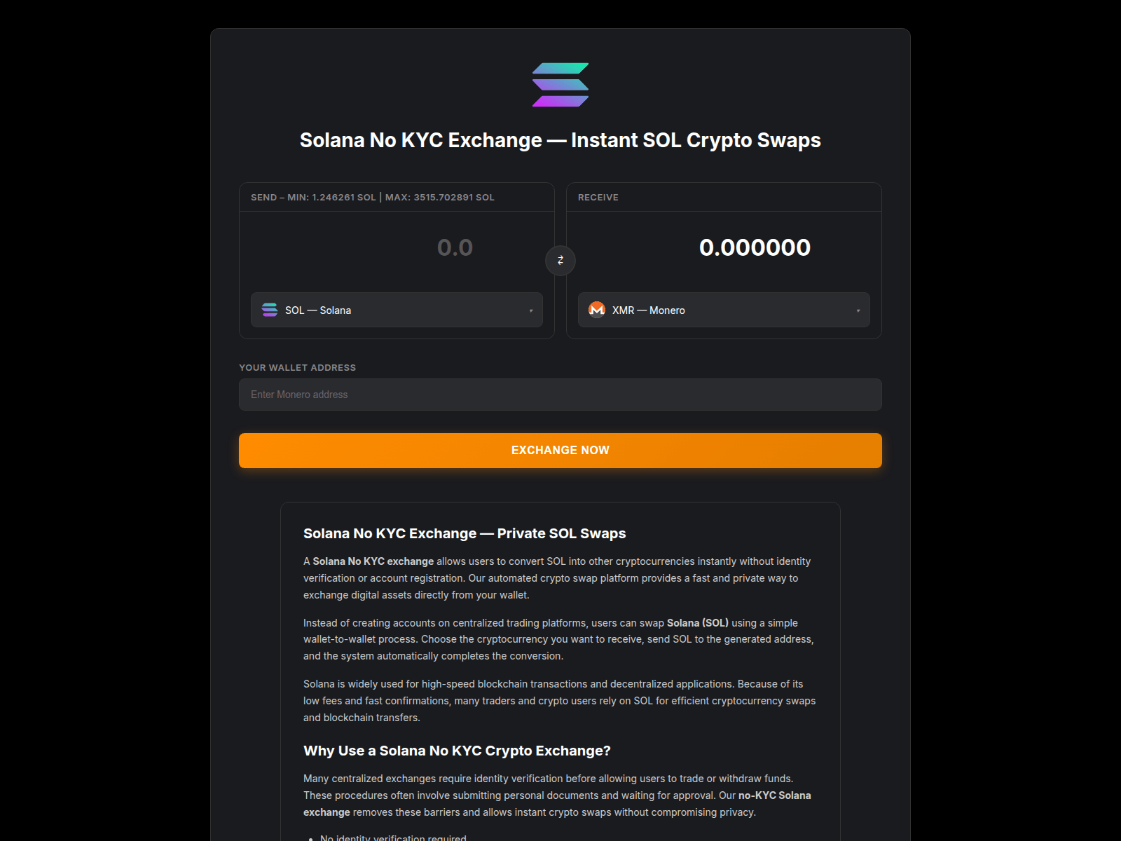 Forensic screenshot of solanas.exchange