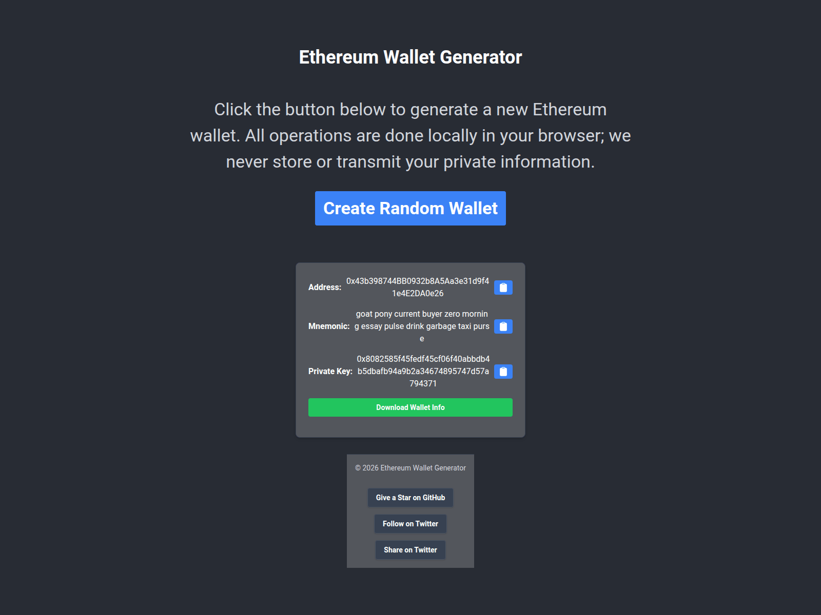 Forensic screenshot of ethereum-wallet-generator-online.vercel.app
