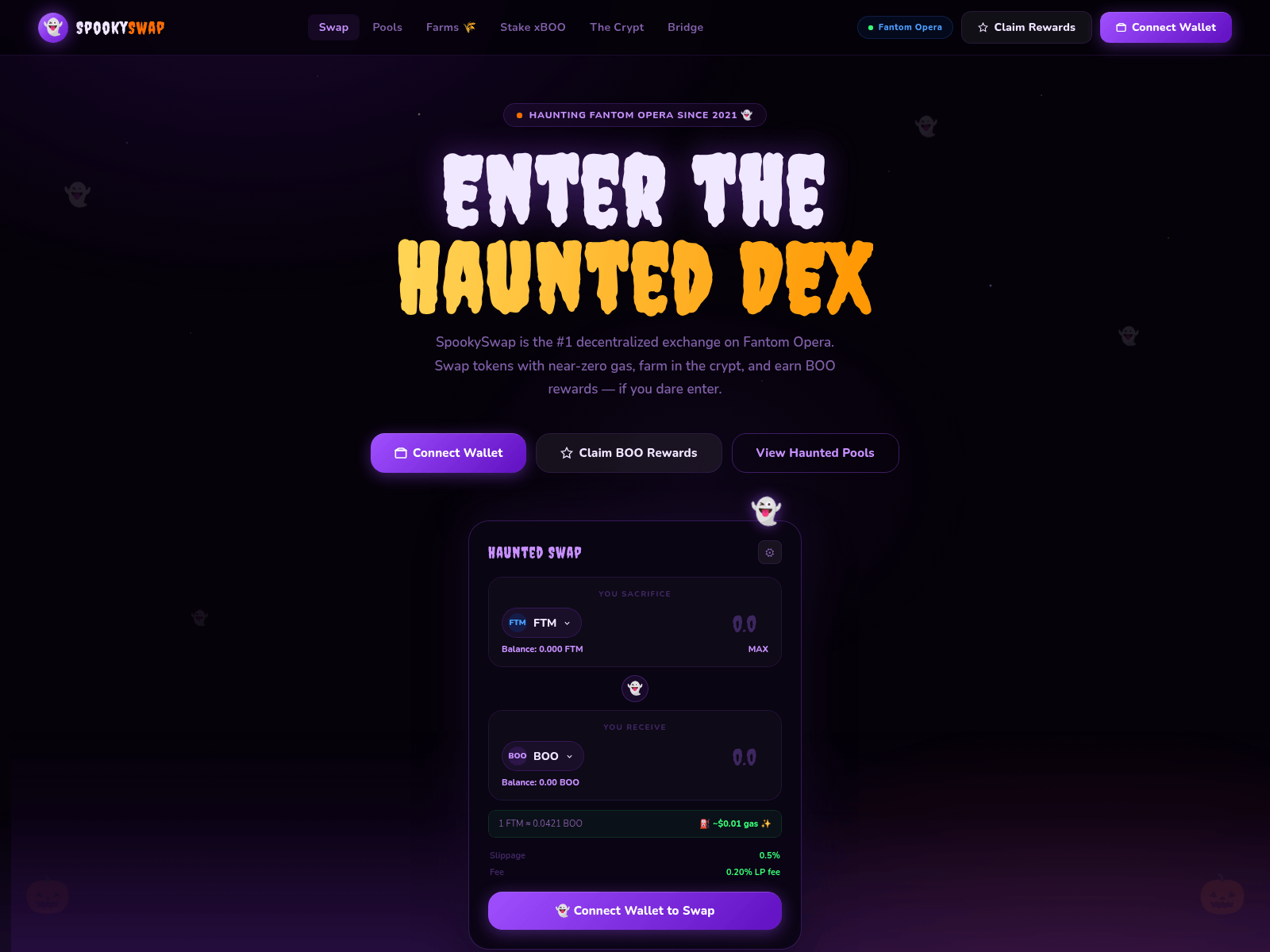 Forensic screenshot of v2-spookyswap.vercel.app