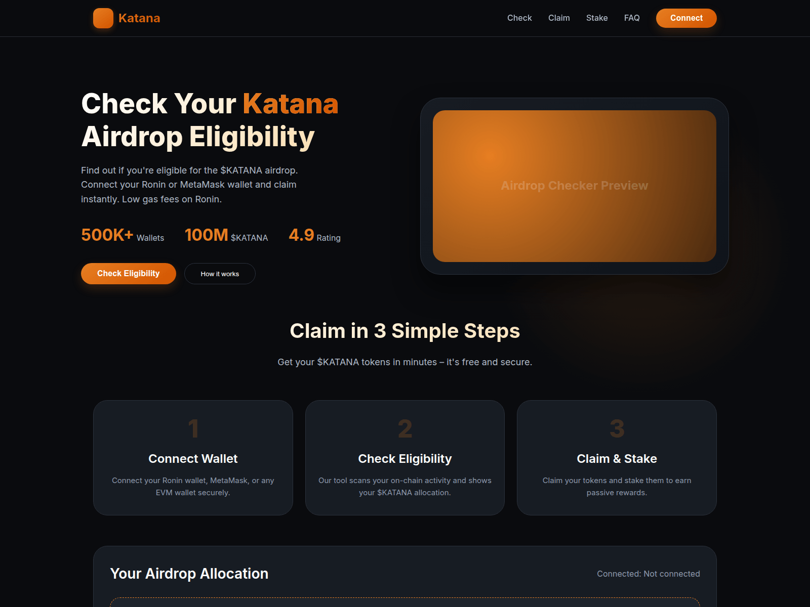 Forensic screenshot of katana-airdrop.vercel.app