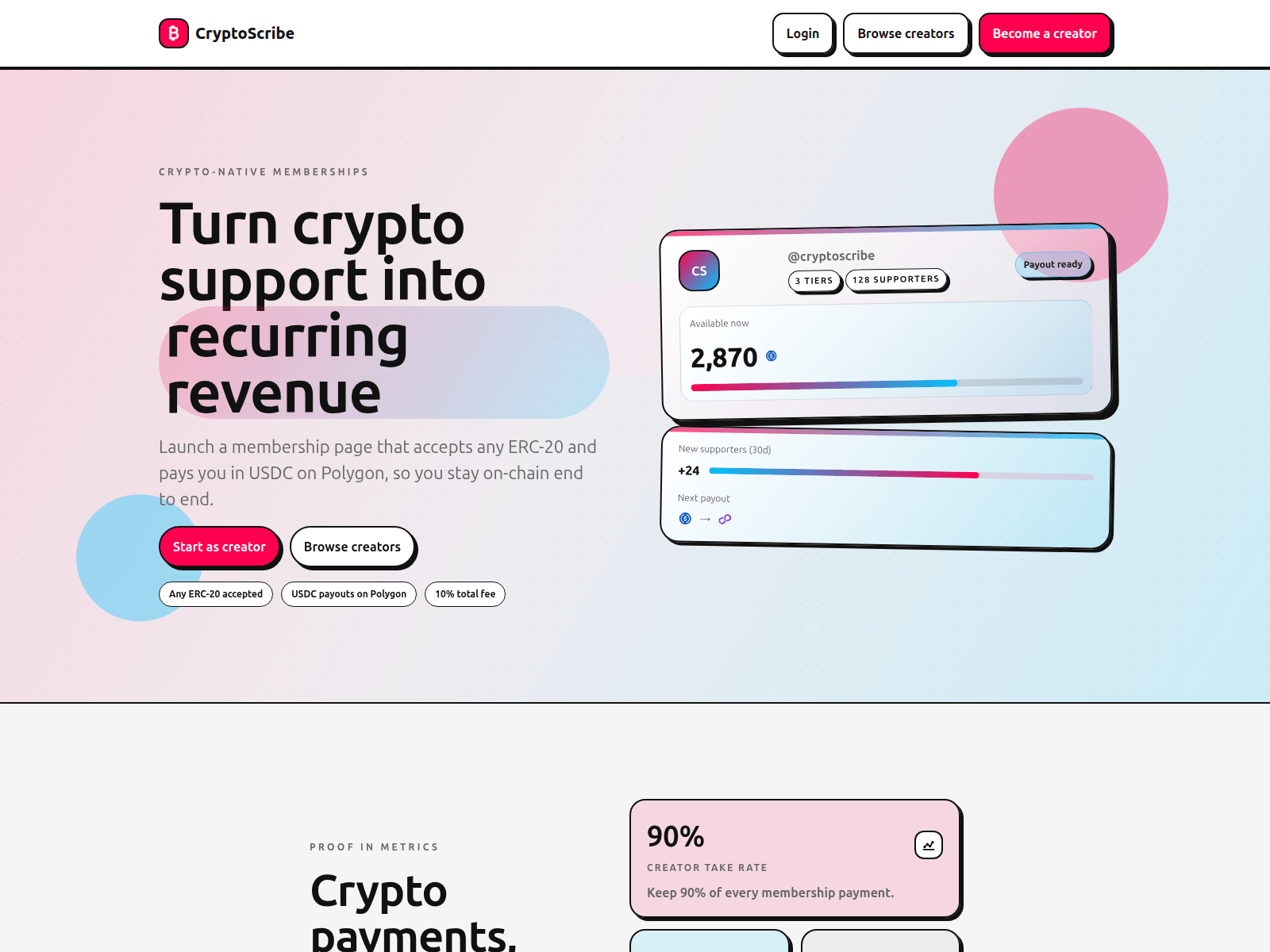 Screenshot von cryptoscribe.to