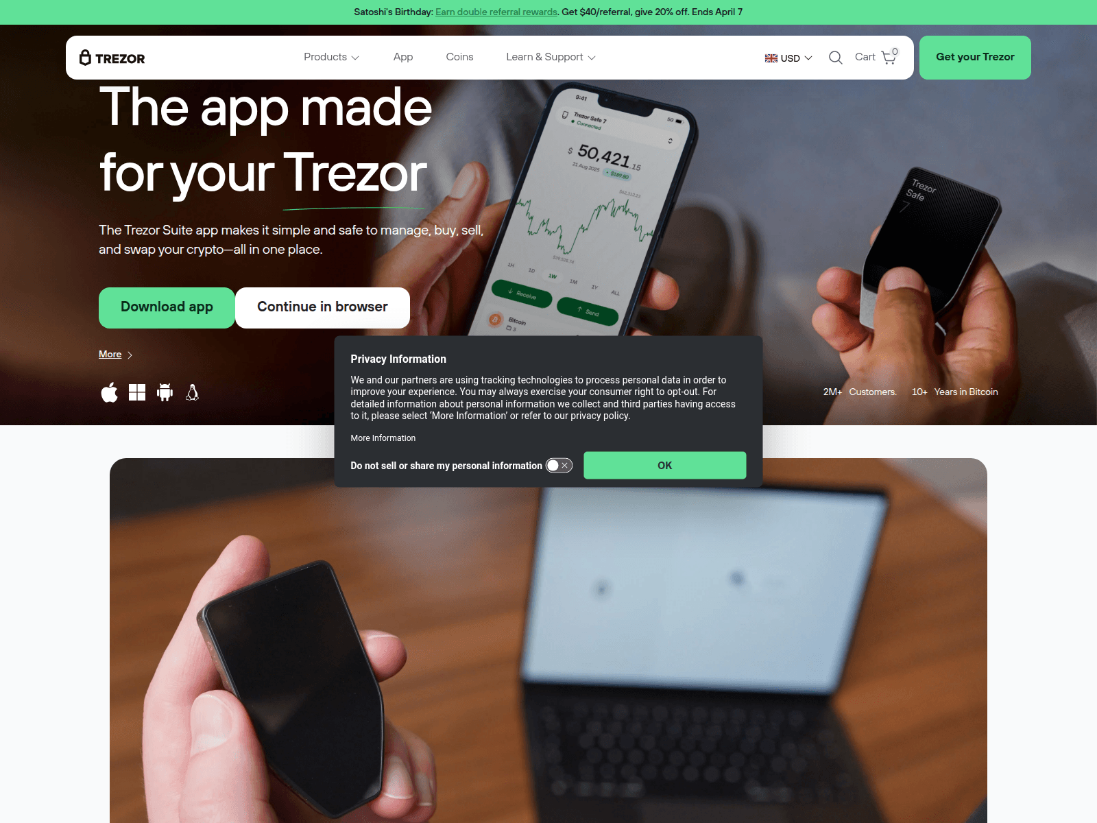 Forensic screenshot of mytrezor.com
