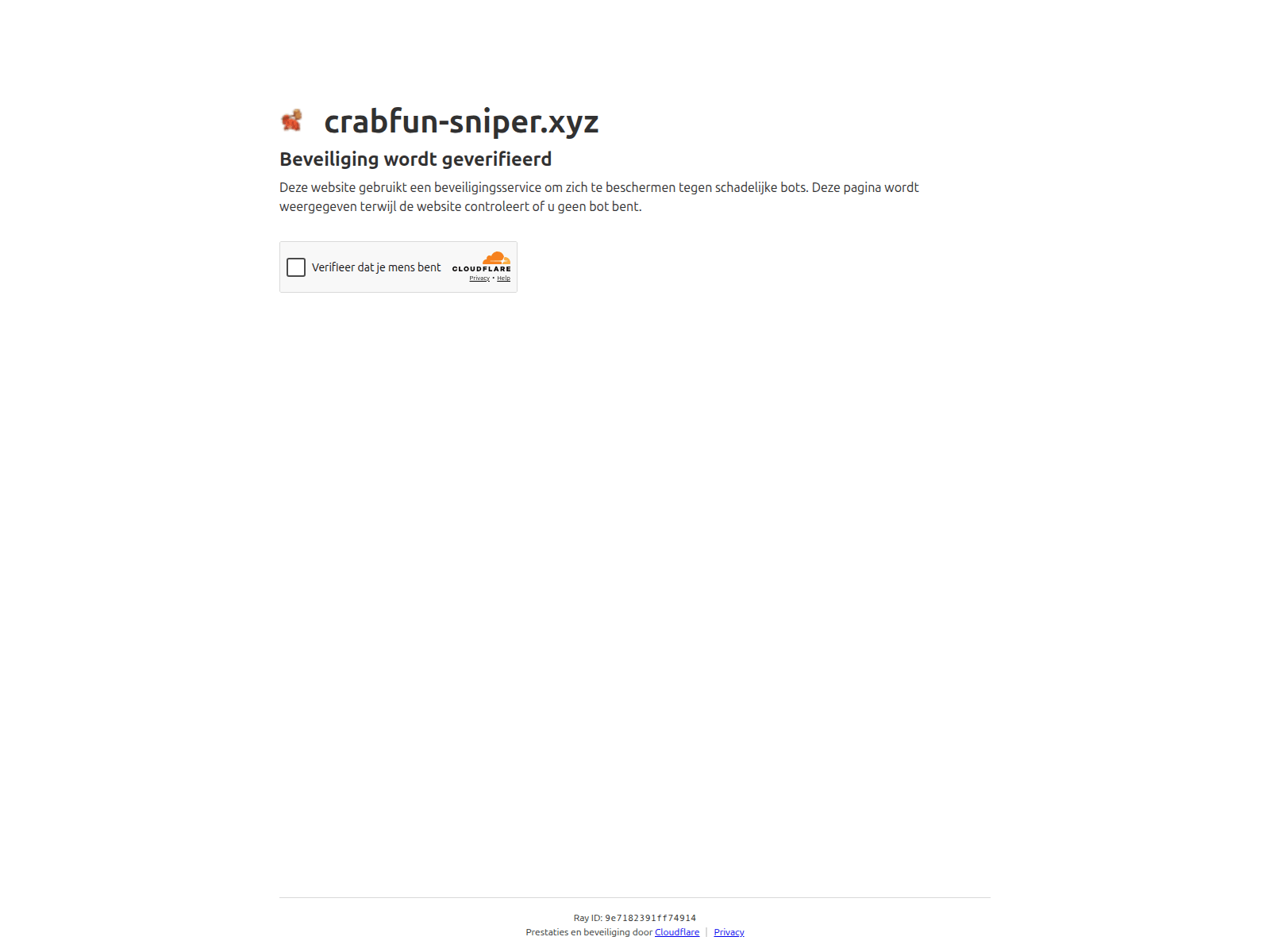 Forensic screenshot of crabfun-sniper.xyz