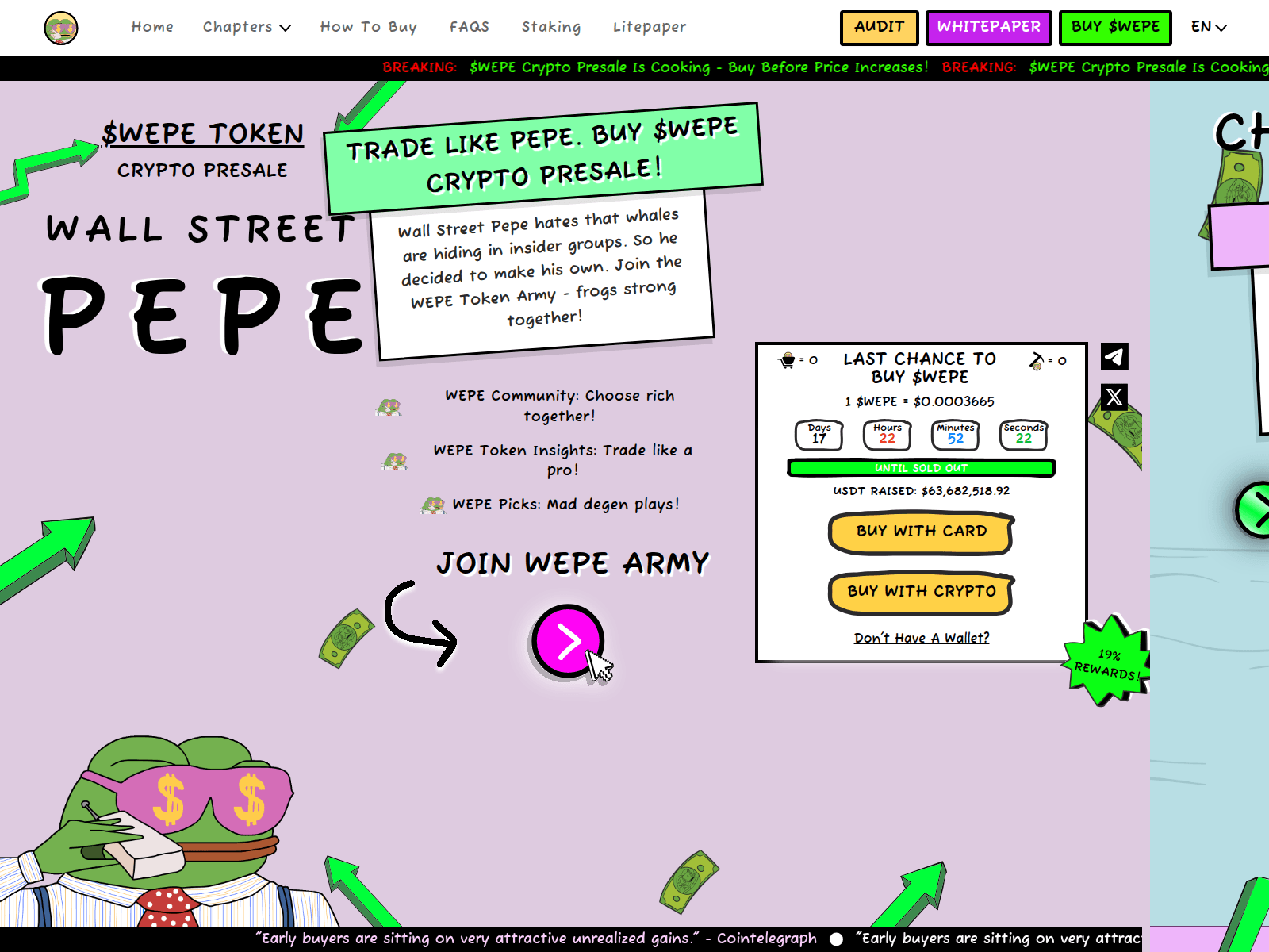 Forensic screenshot of wallstreetpepe-ea2.pages.dev