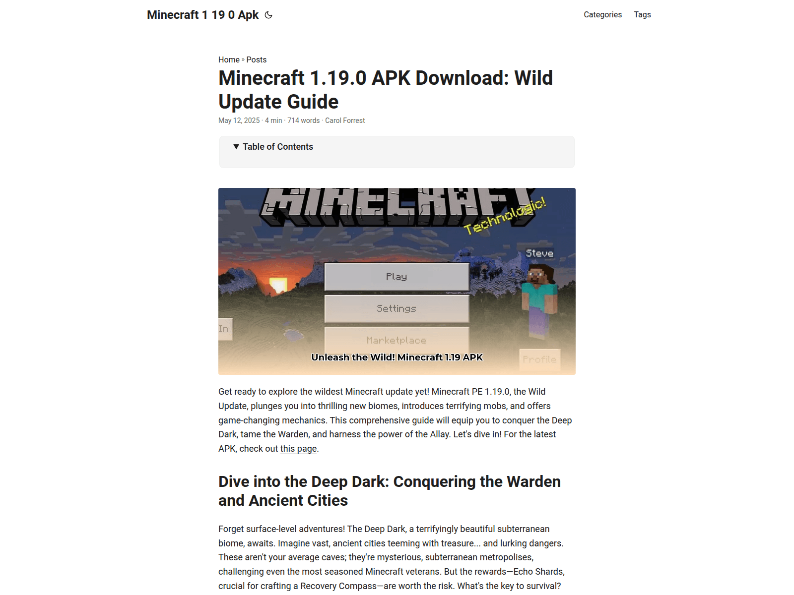 Forensic screenshot of minecraft-1-19-0-apk.pages.dev