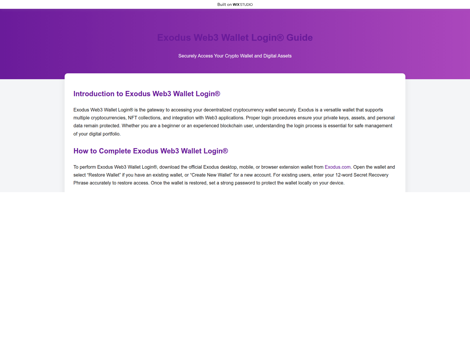 Forensic screenshot of enxodus.wixstudio.com
