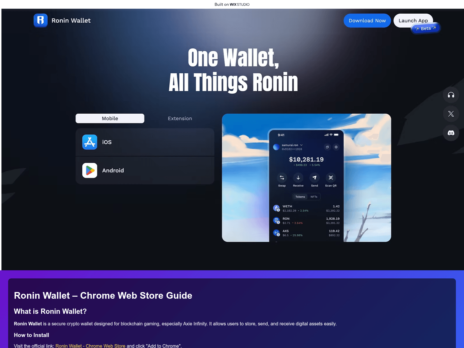Forensic screenshot of chromewebstore.wixstudio.com