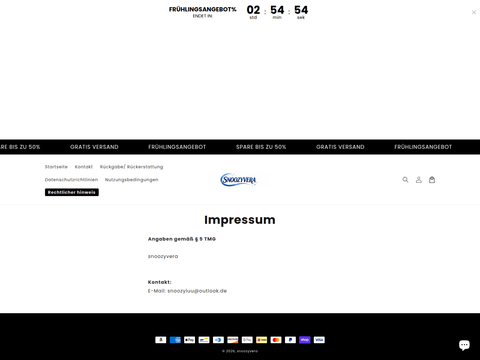 Forensic screenshot of snoozyvera.shop
