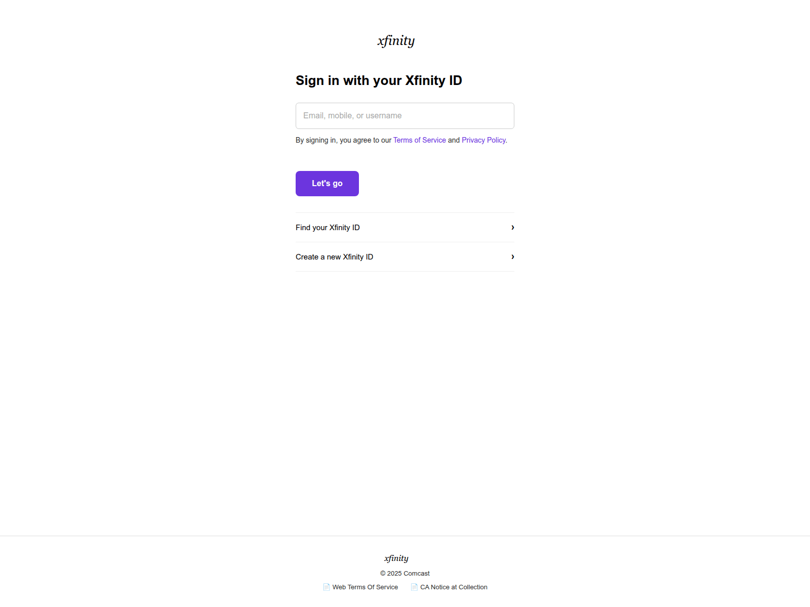 Forensic screenshot of xfinitymain.vercel.app