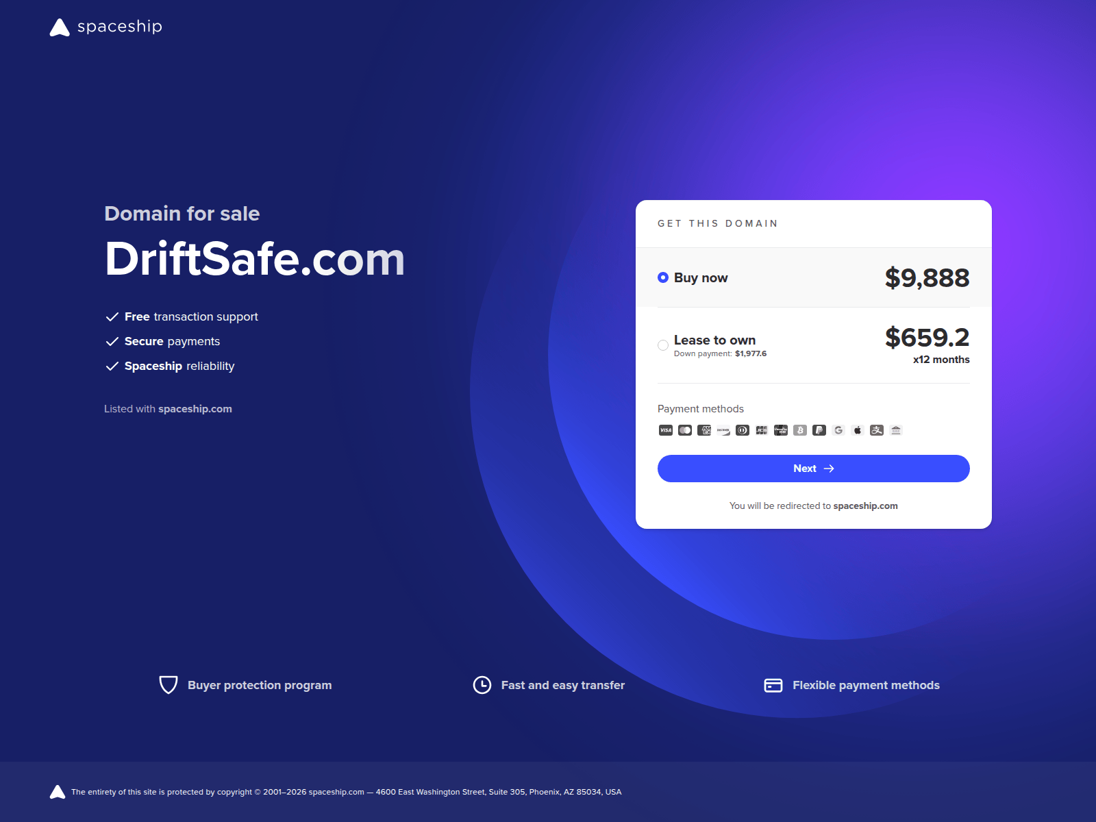 Forensic screenshot of driftsafe.com