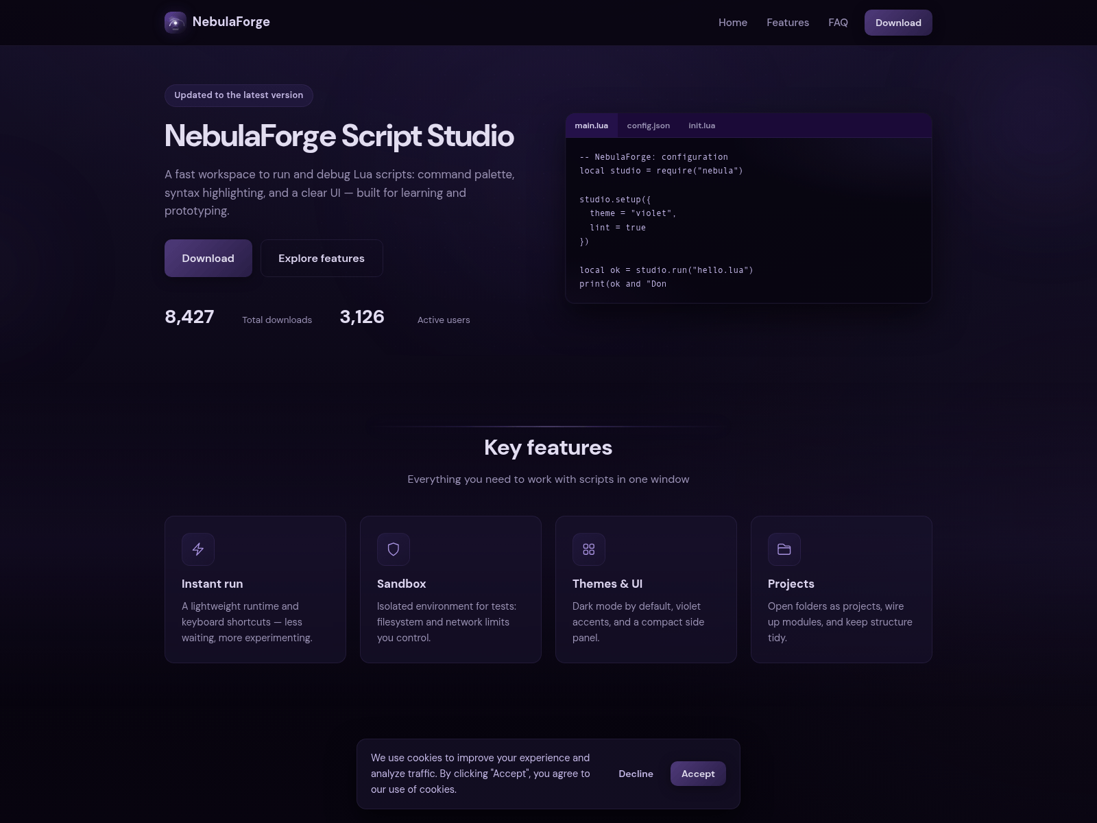 Forensic screenshot of nebulaforge.cc