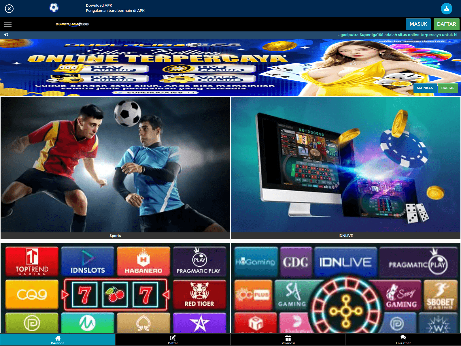 Forensic screenshot of superliga168benih.com