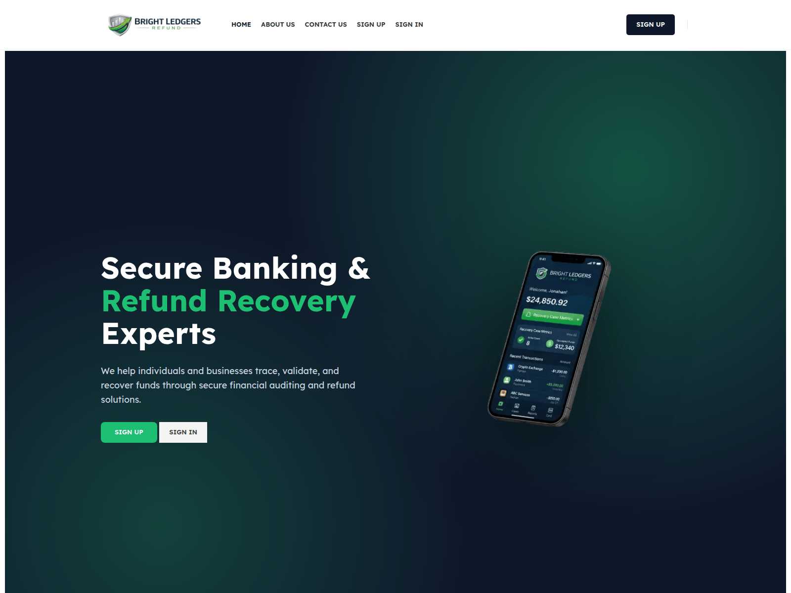 Forensic screenshot of brightledgersrefund.com