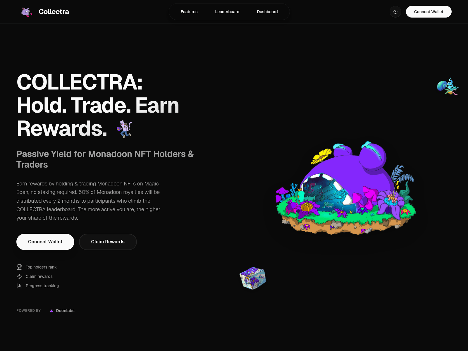 Forensic screenshot of collectra.monadoon.xyz