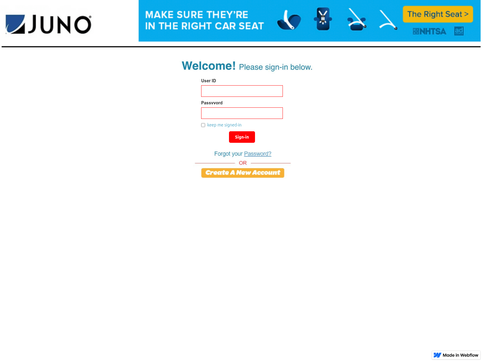 Forensic screenshot of juno-web-mail-75544b.webflow.io