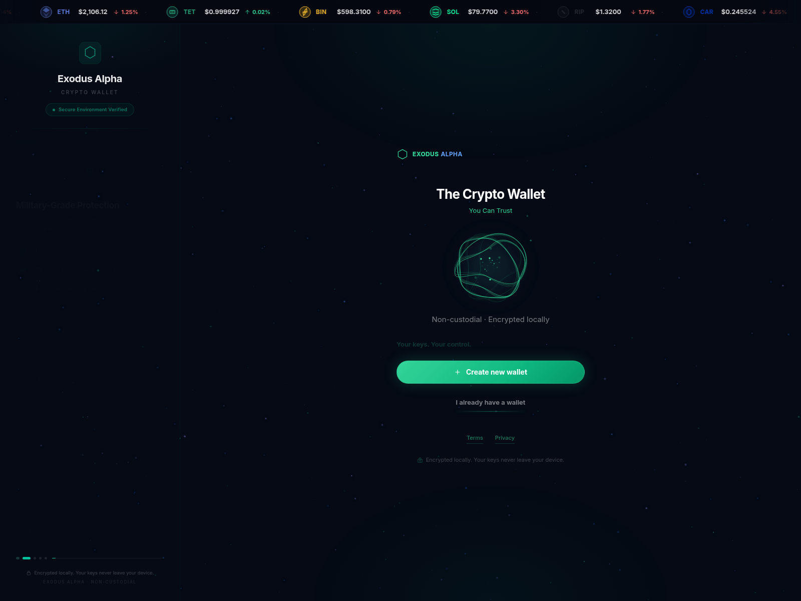 Forensic screenshot of exodus-alpha.com