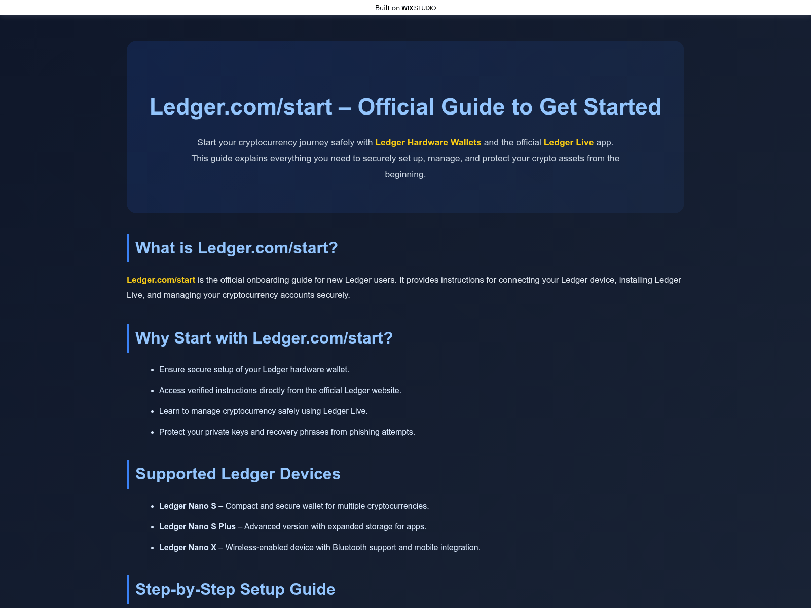 Forensic screenshot of starta-ledegercom.wixstudio.com