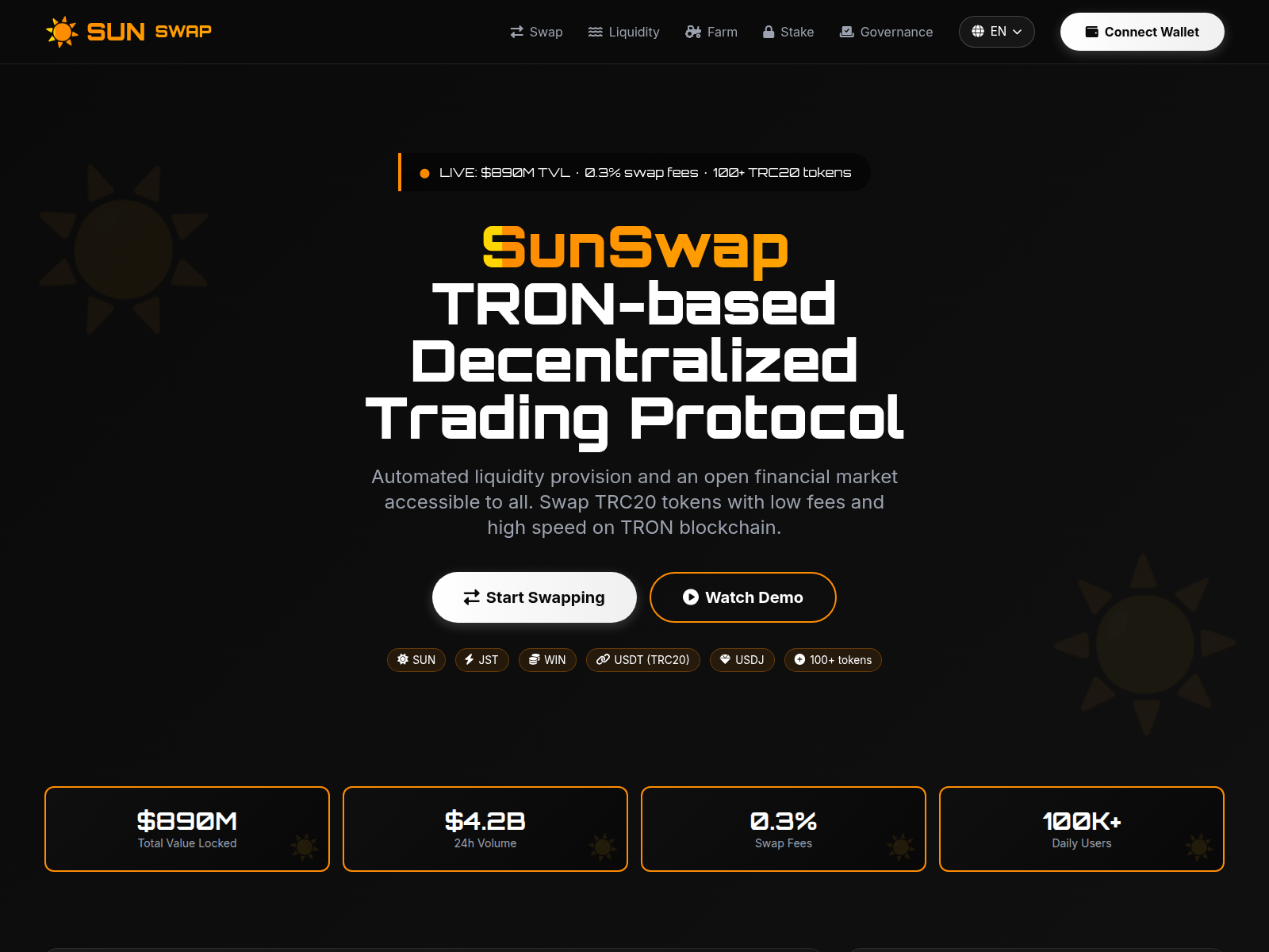 Forensic screenshot of sunsvap.xyz