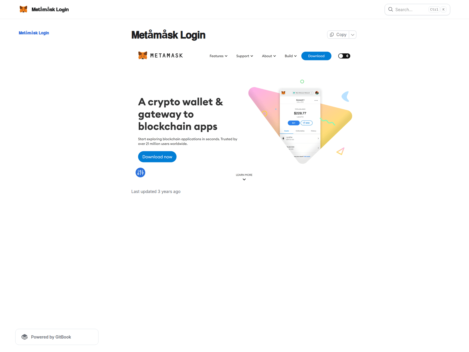 Forensic screenshot of mxtamaseklogxn.gitbook.io