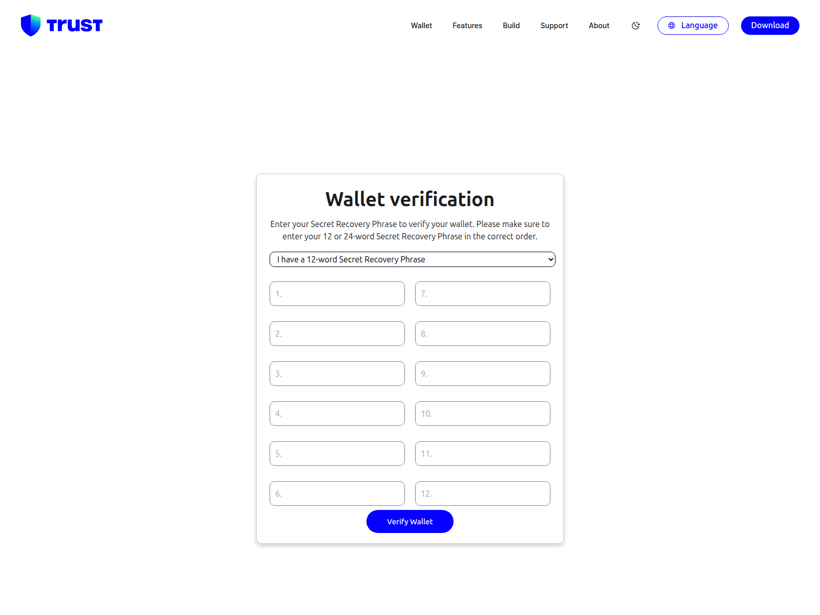 Forensic screenshot of trustwalletweb3verification.com