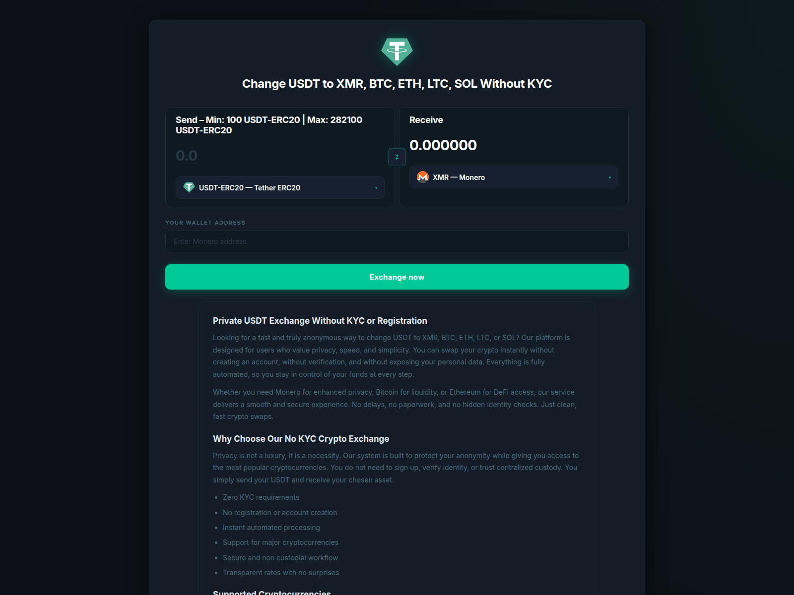 Forensic screenshot of usdt-swap-no-kyc.exchange